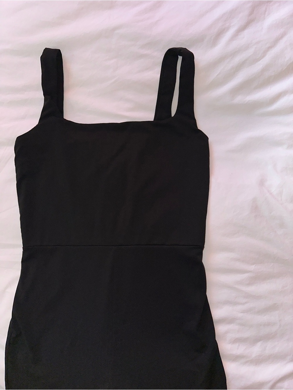 REFORMATION BLACK SQUARE-NECK ROMPER